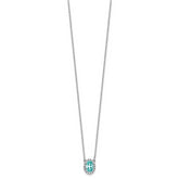 Pure Serenity 14k White Gold 1/8 carat Lab Grown Diamond VS/SI+ G+ and Lab Created Paraiba 18 inch Oval Halo Pendant Necklace